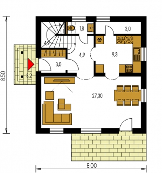 Mirror image | Floor plan of ground floor - KLASSIK 139